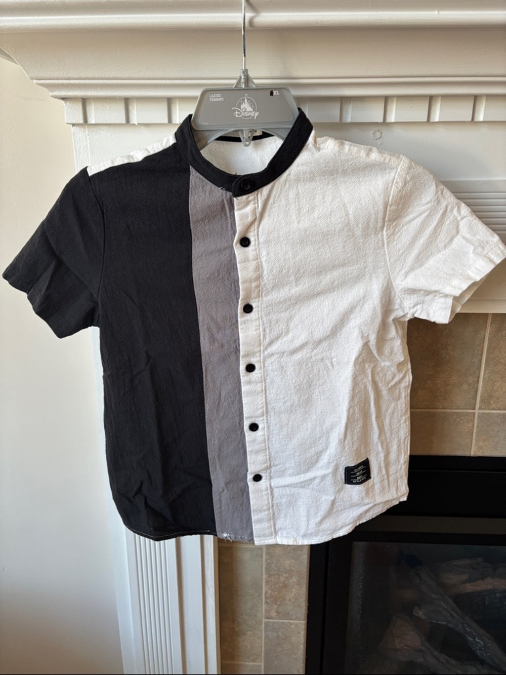 Classic Boys Short Sleeve Shirt Black, Gray & White Shorts Size 9Y